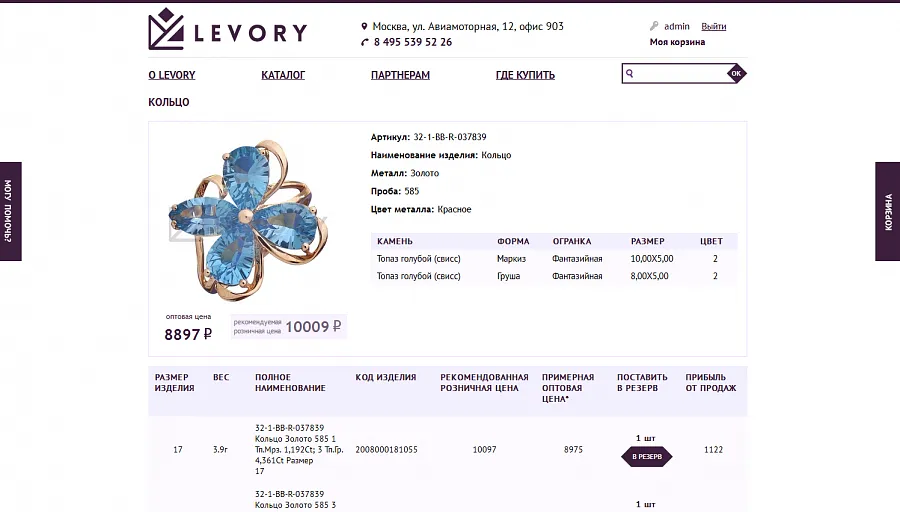 Ювелирные изделия LEVORY